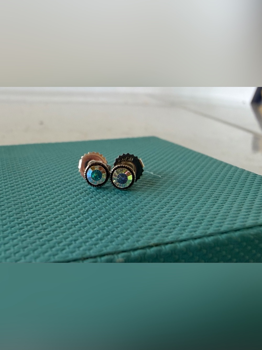 Teal Aurora Crystal Stud Earrings